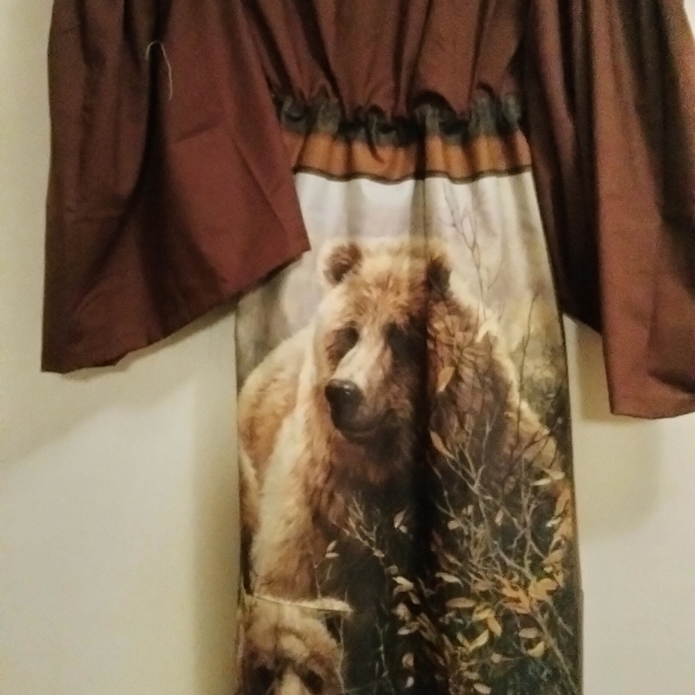 Brown Bears Off The Shoulder Maxi Jumpsuit - Picture 4 of 6